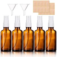 Los mejores  - Paquete de 5 botellas con pulverizador de cristal ámbar- 50 ml- vacías- pulverizador de niebla fina- para limpieza…